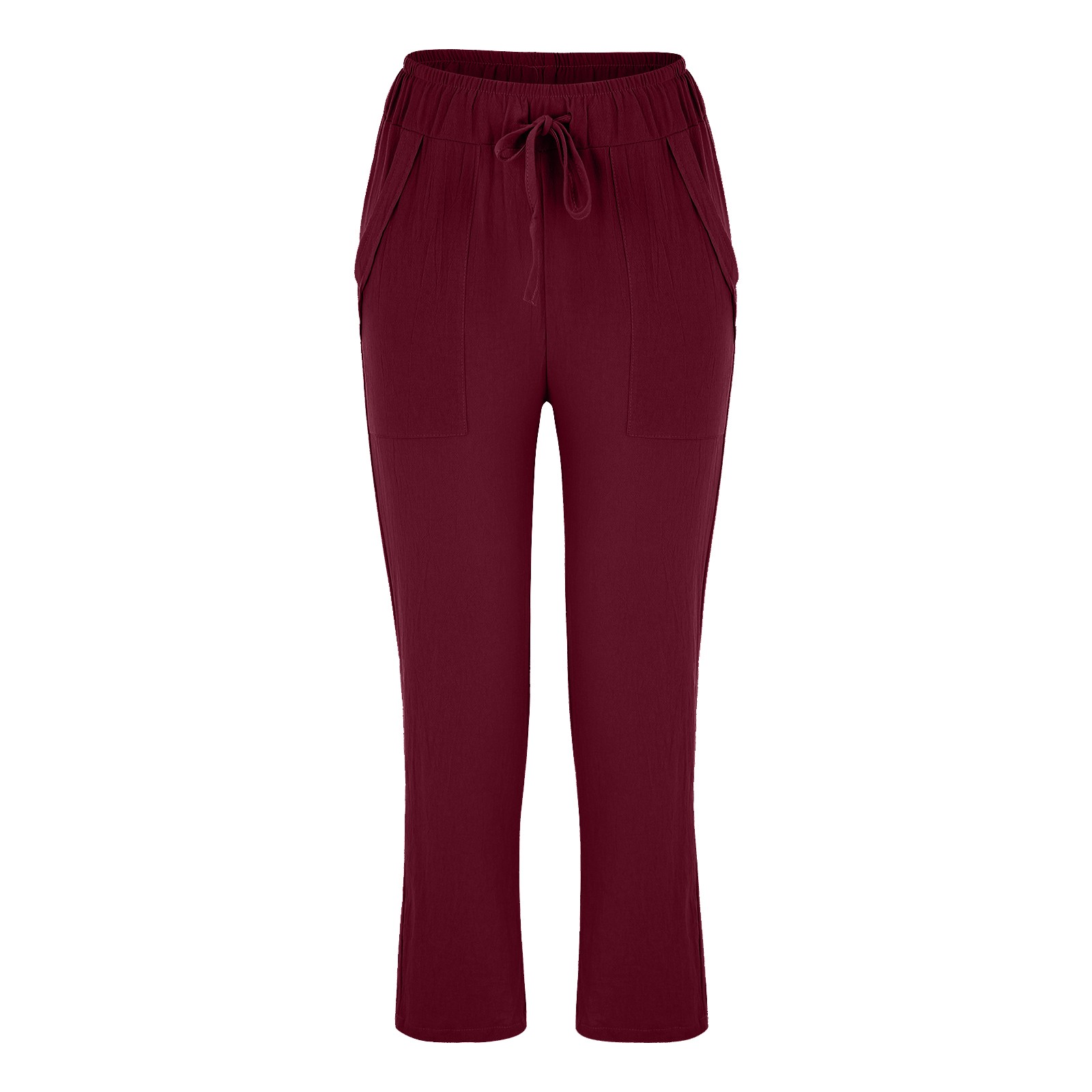 thumbnail image 5 of Pantalones acampanados de encaje de cintura alta para mujer - Poliéster liso, bolsillos, informal/lounge, S-XXL, todas las estaciones, 5 of 6